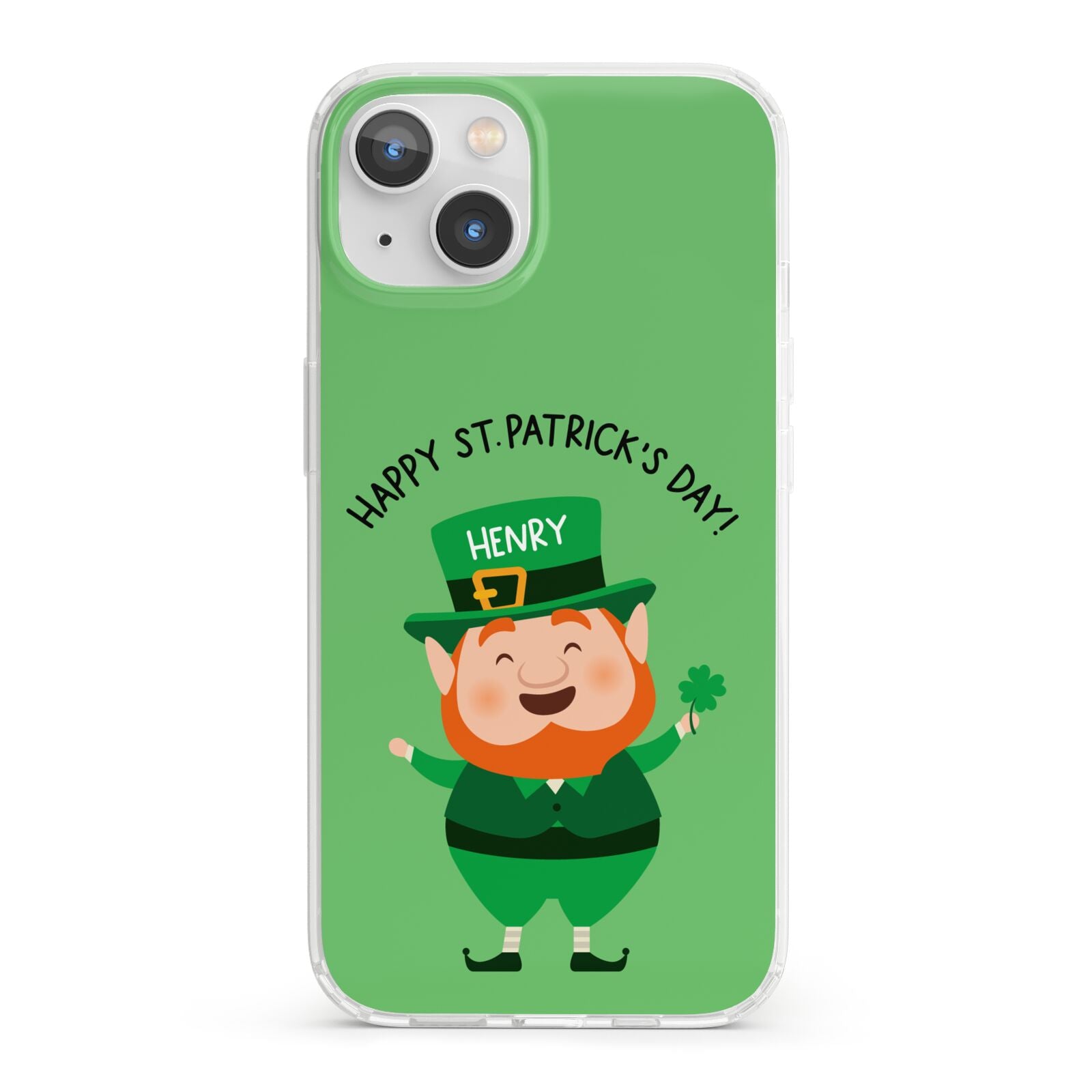 Personalised St Patricks Day Leprechaun iPhone 13 Clear Bumper Case