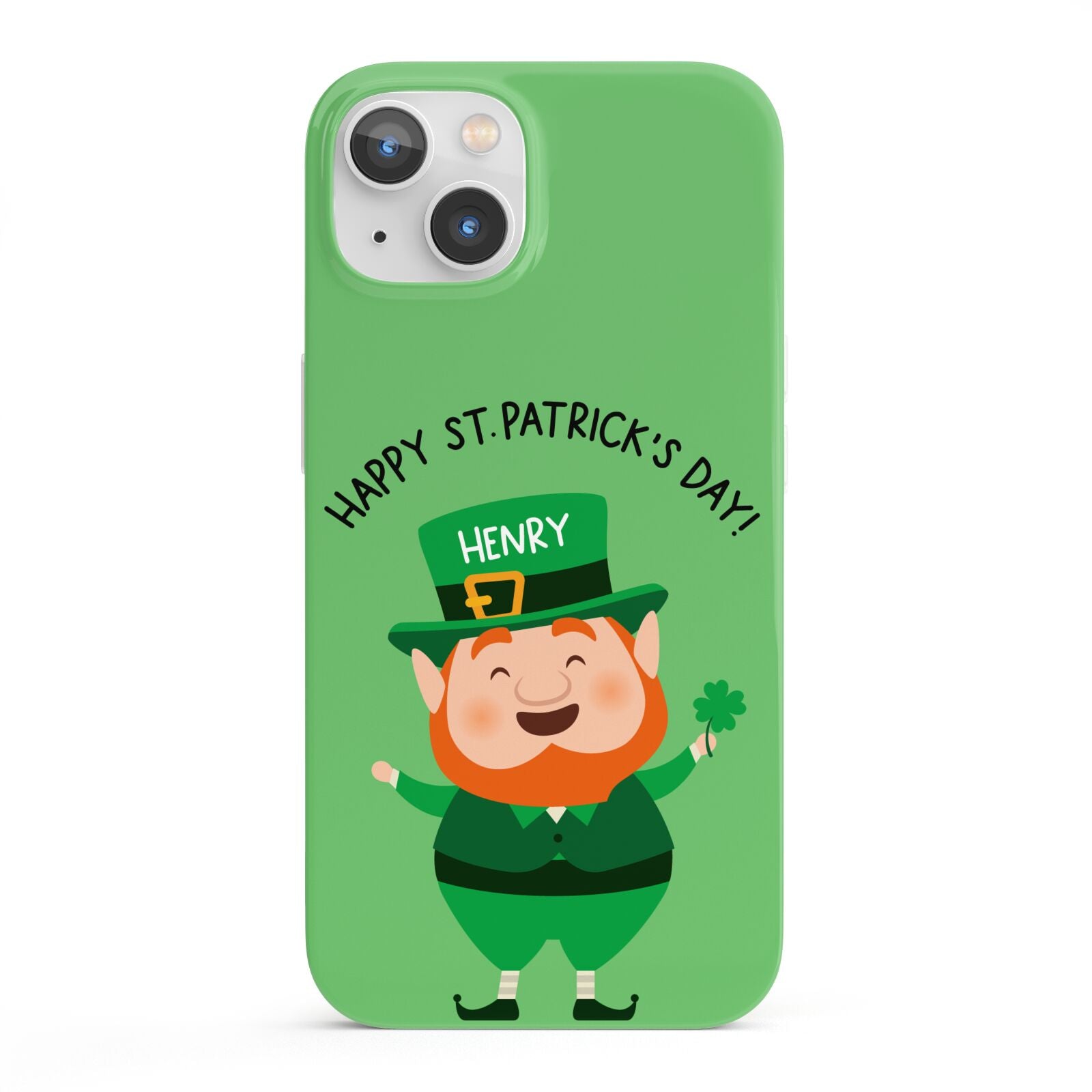 Personalised St Patricks Day Leprechaun iPhone 13 Full Wrap 3D Snap Case