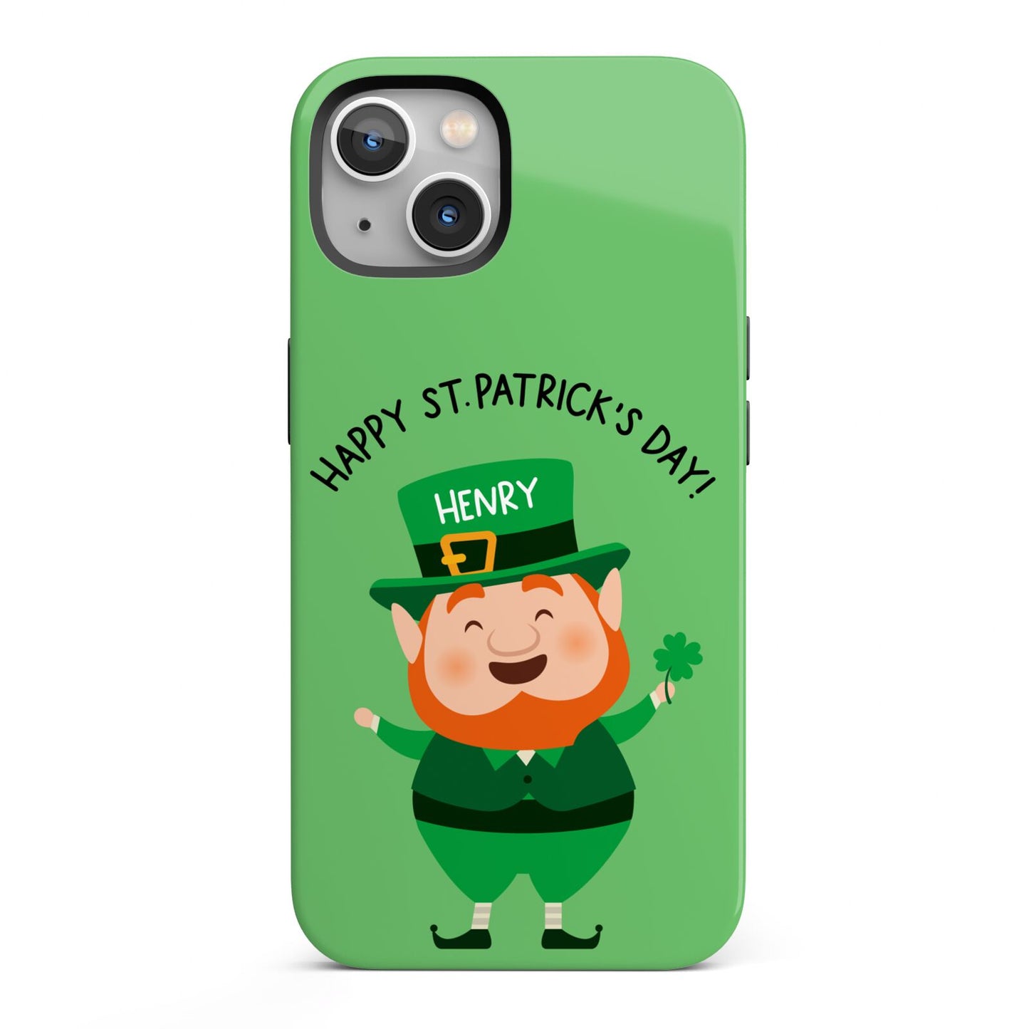 Personalised St Patricks Day Leprechaun iPhone 13 Full Wrap 3D Tough Case