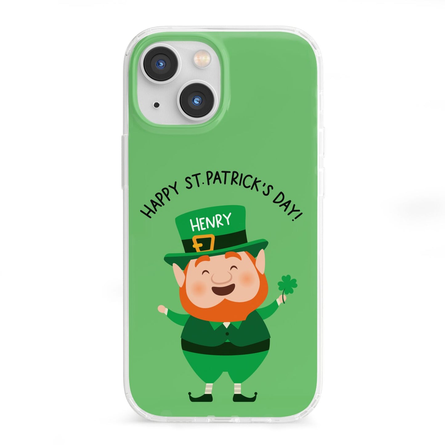 Personalised St Patricks Day Leprechaun iPhone 13 Mini Clear Bumper Case