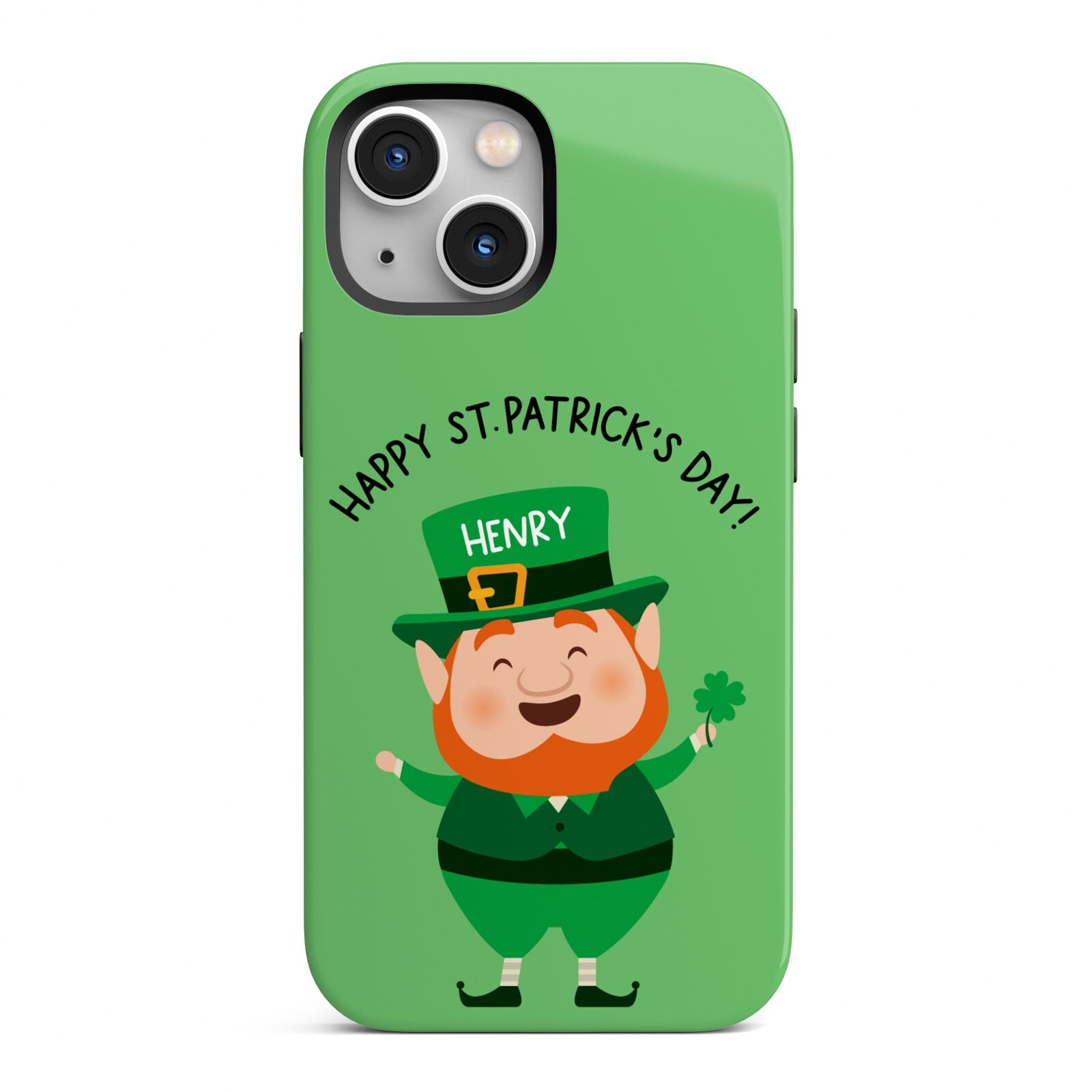 Personalised St Patricks Day Leprechaun iPhone 13 Mini Full Wrap 3D Tough Case