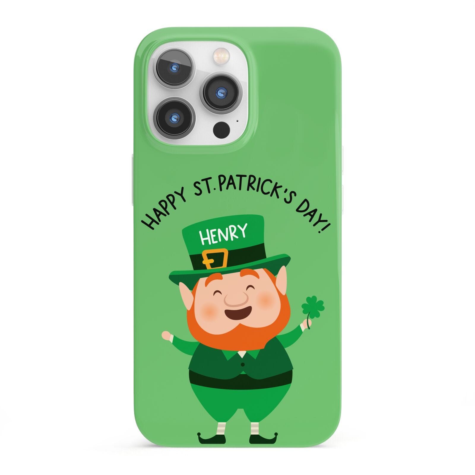 Personalised St Patricks Day Leprechaun iPhone 13 Pro Full Wrap 3D Snap Case