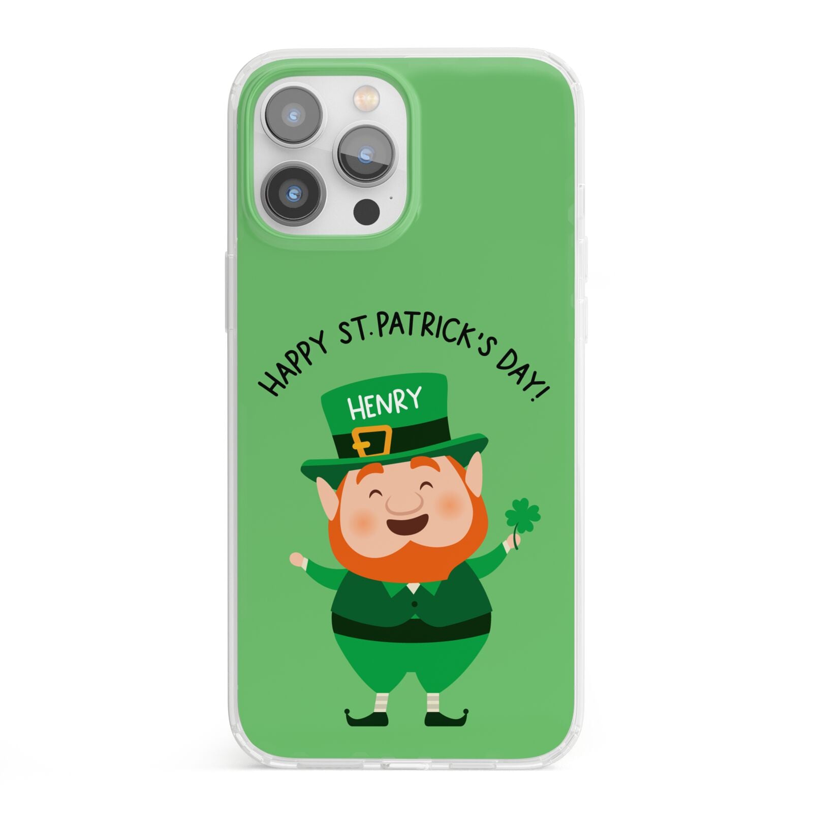 Personalised St Patricks Day Leprechaun iPhone 13 Pro Max Clear Bumper Case