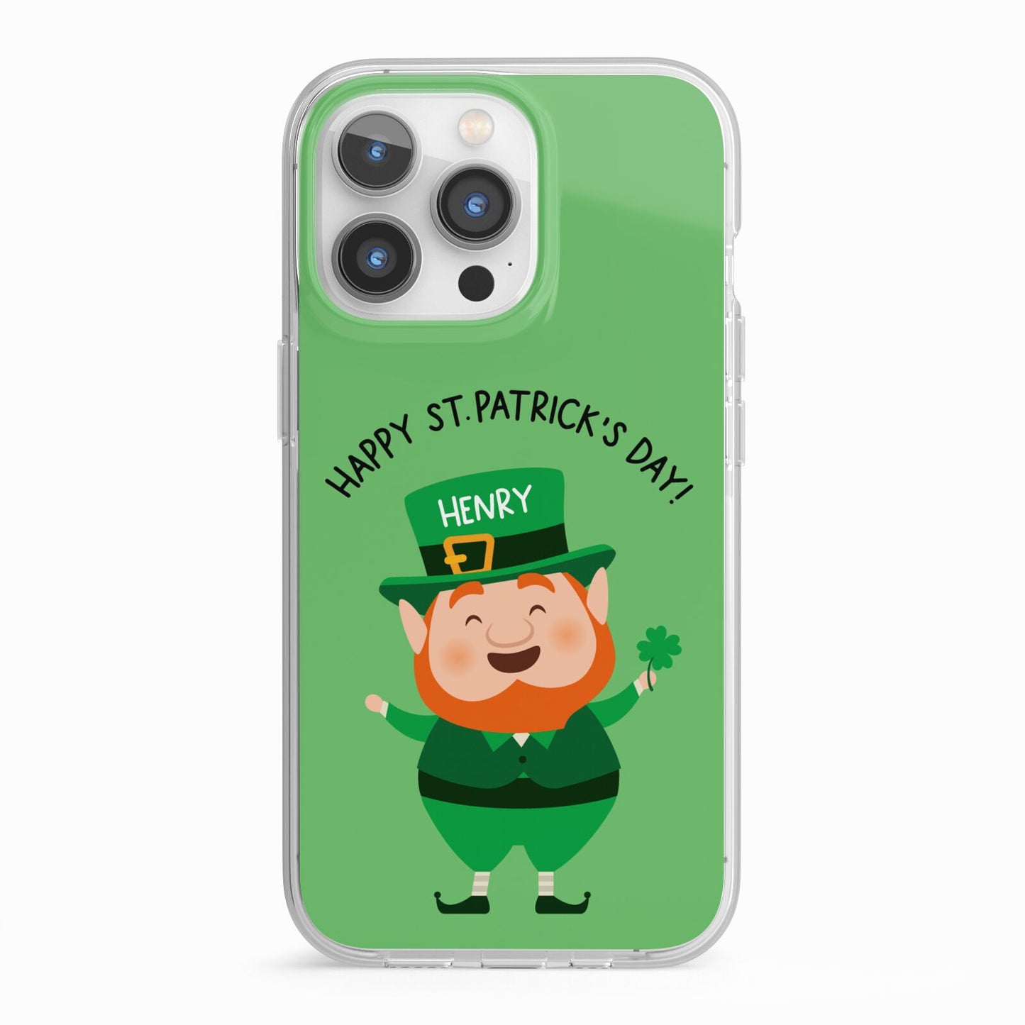 Personalised St Patricks Day Leprechaun iPhone 13 Pro TPU Impact Case with White Edges