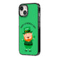 Personalised St Patricks Day Leprechaun iPhone 14 Black Impact Case Side Angle on Silver phone