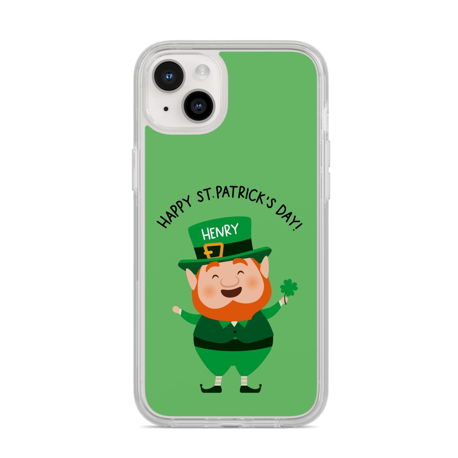 Personalised St Patricks Day Leprechaun iPhone 14 Plus Clear Tough Case Starlight