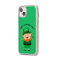 Personalised St Patricks Day Leprechaun iPhone 14 Plus Glitter Tough Case Starlight Angled Image