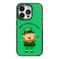 Personalised St Patricks Day Leprechaun iPhone 14 Pro Black Impact Case on Silver phone