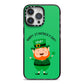 Personalised St Patricks Day Leprechaun iPhone 14 Pro Max Black Impact Case on Silver phone