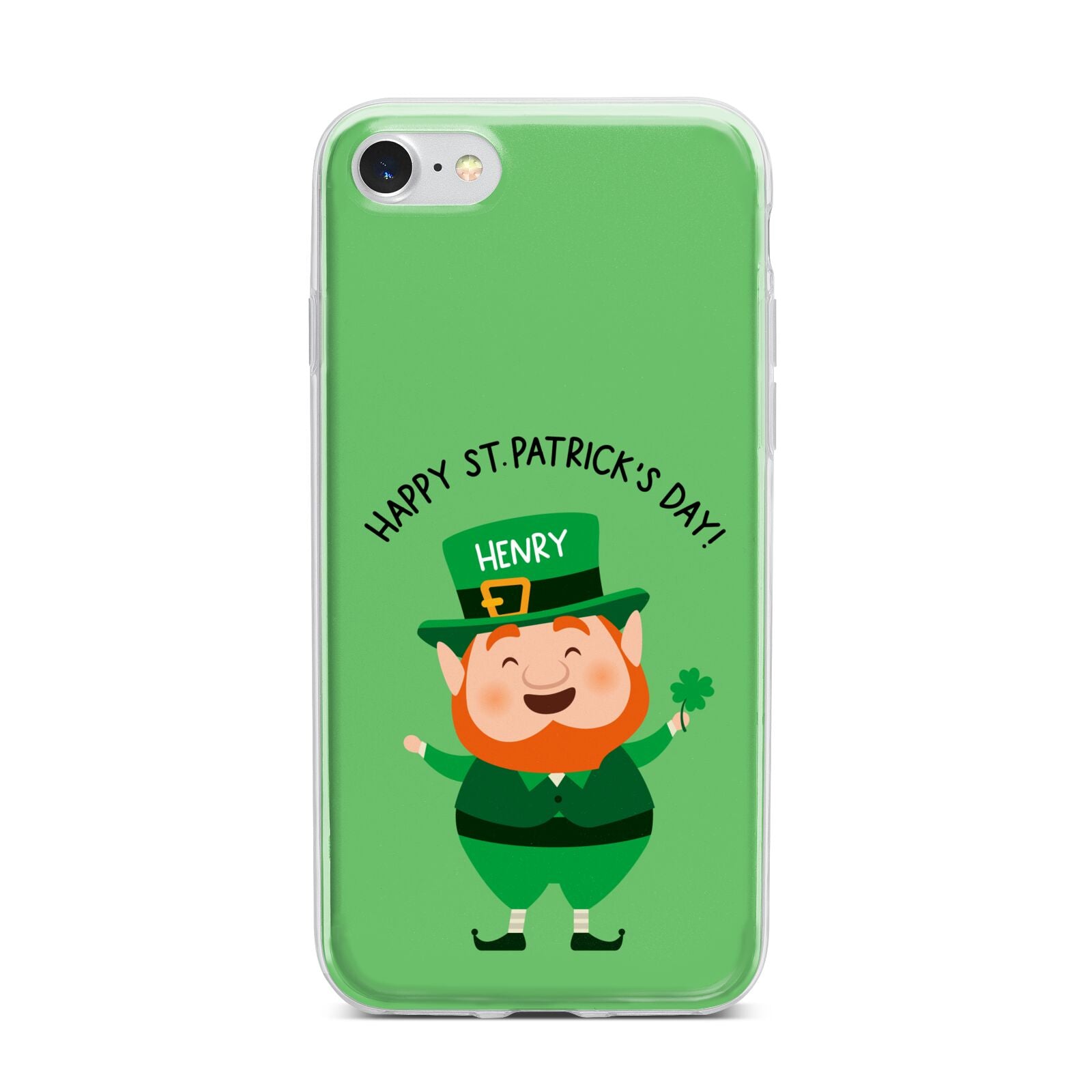 Personalised St Patricks Day Leprechaun iPhone 7 Bumper Case on Silver iPhone