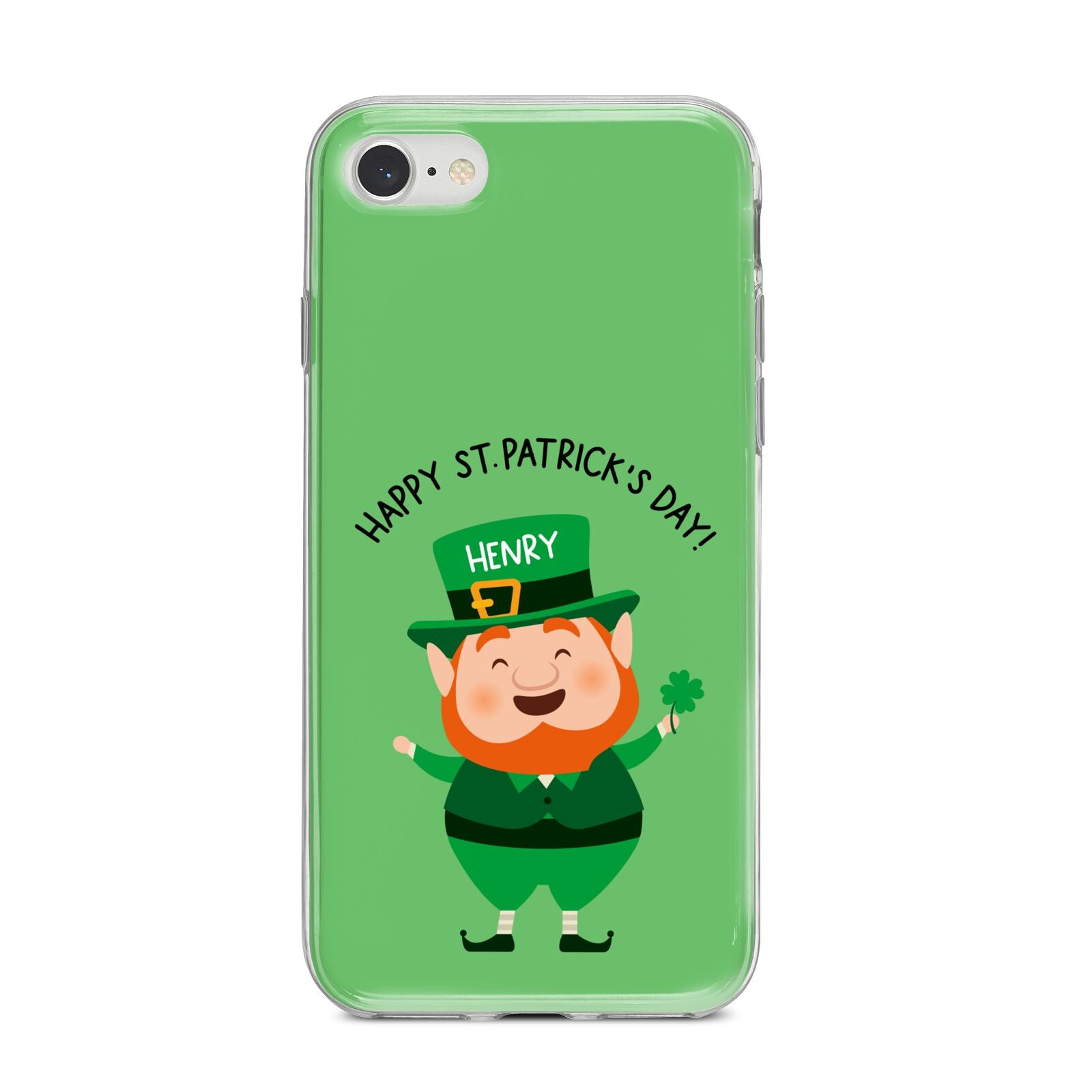 Personalised St Patricks Day Leprechaun iPhone 8 Bumper Case on Silver iPhone