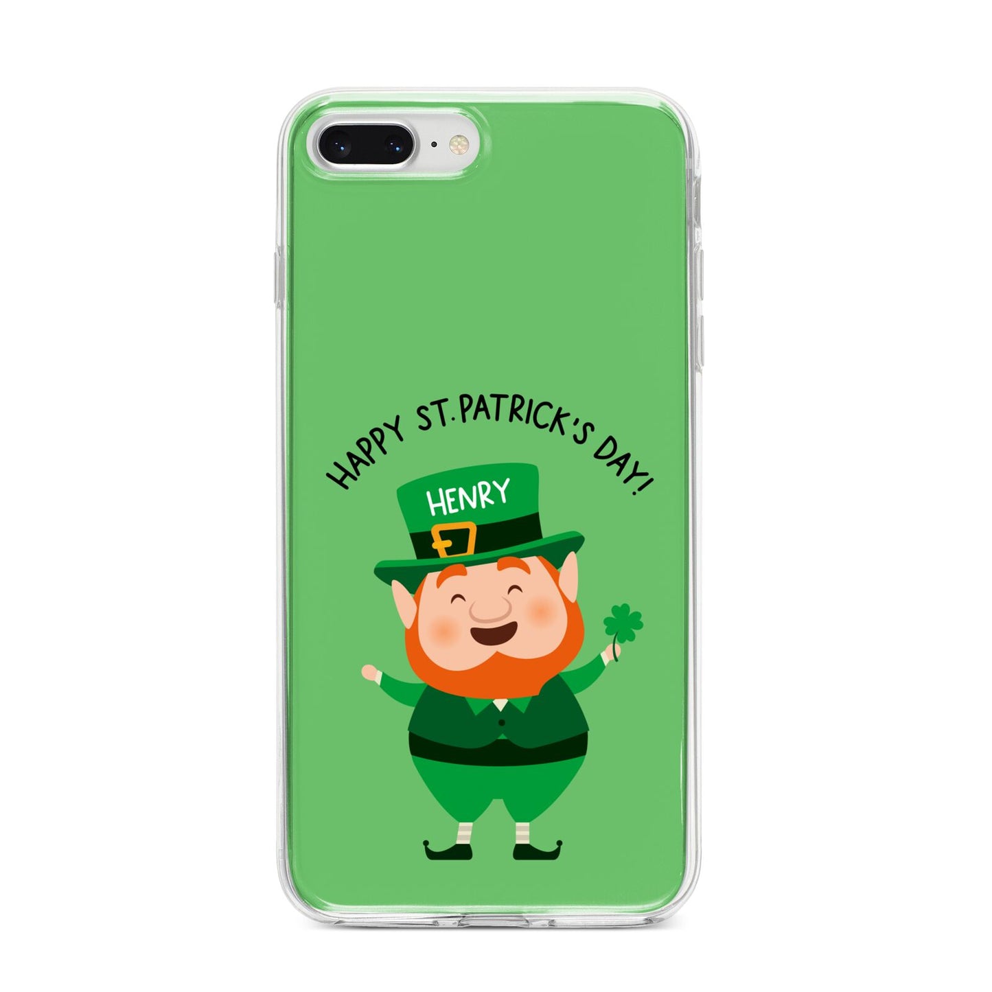 Personalised St Patricks Day Leprechaun iPhone 8 Plus Bumper Case on Silver iPhone