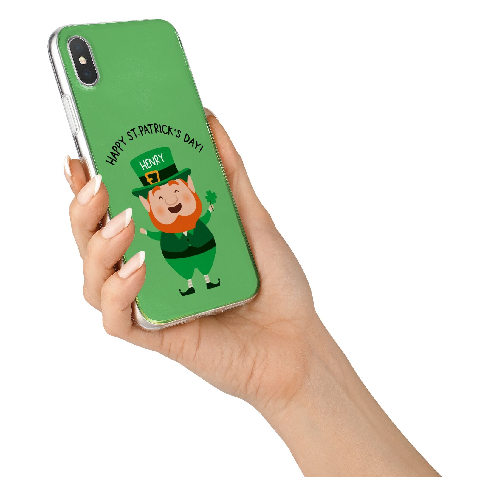 Personalised St Patricks Day Leprechaun iPhone X Bumper Case on Silver iPhone Alternative Image 2
