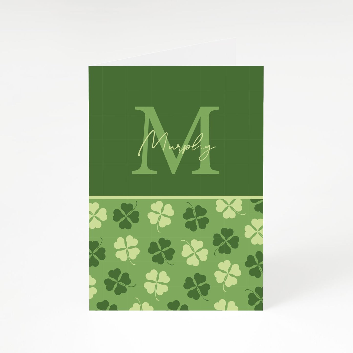 Personalised St Patricks Day Monogram A5 Greetings Card