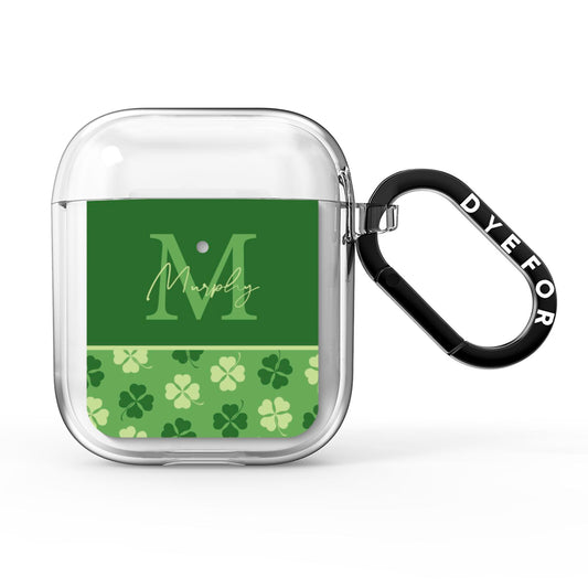 Personalised St Patricks Day Monogram AirPods Clear Case