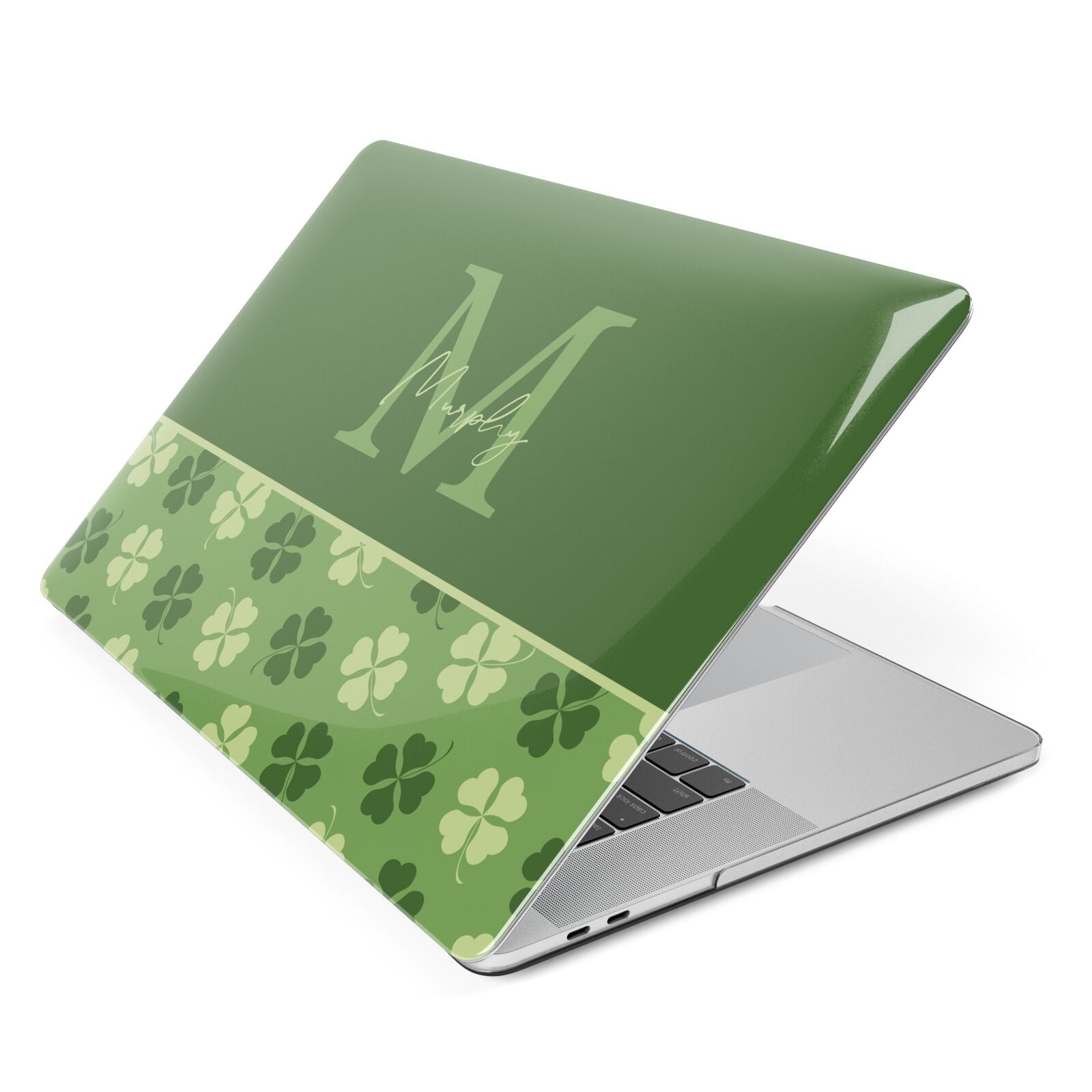 Personalised St Patricks Day Monogram Apple MacBook Case Side View