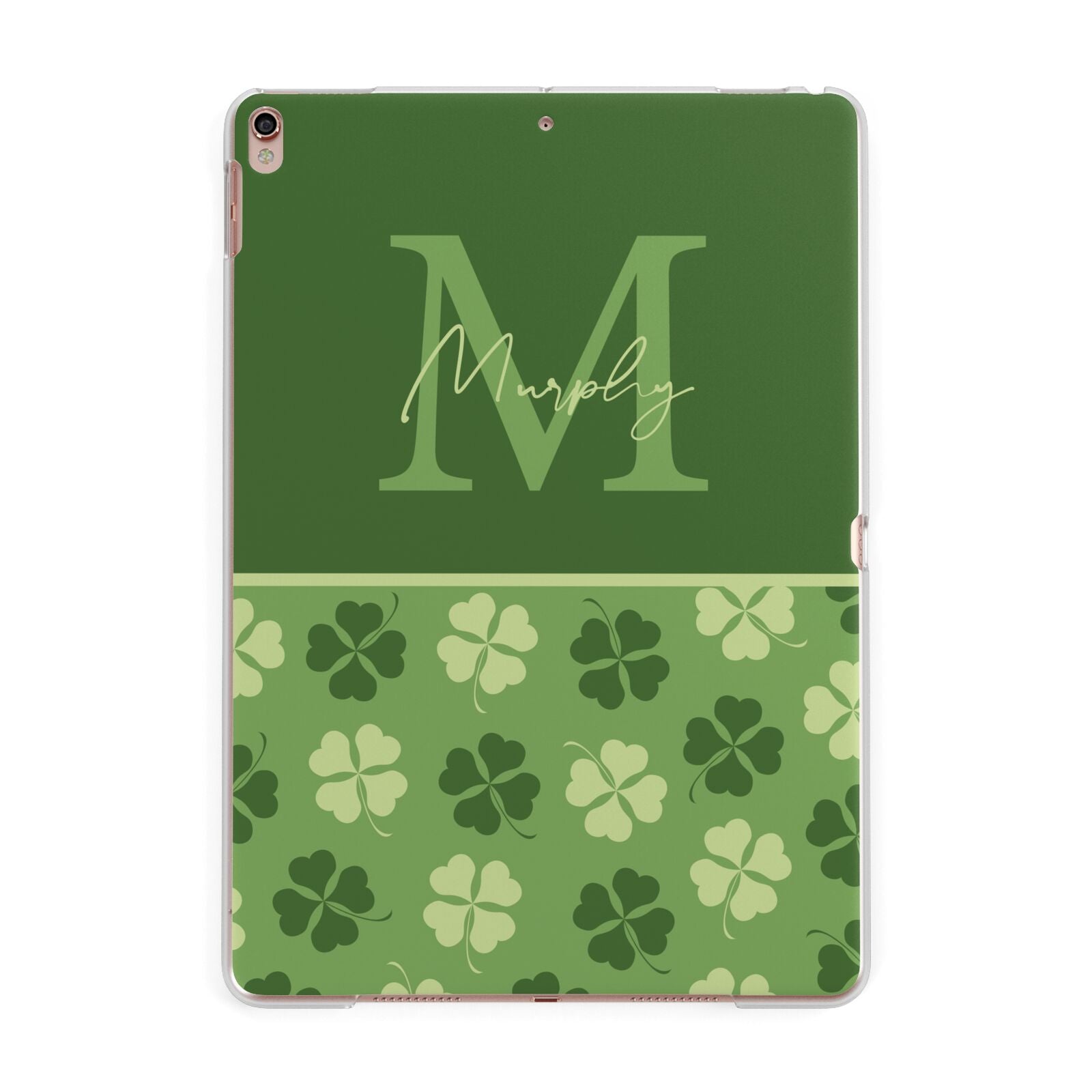 Personalised St Patricks Day Monogram Apple iPad Rose Gold Case