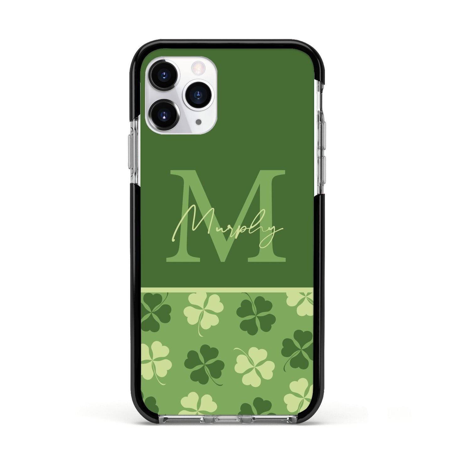 Personalised St Patricks Day Monogram Apple iPhone 11 Pro in Silver with Black Impact Case