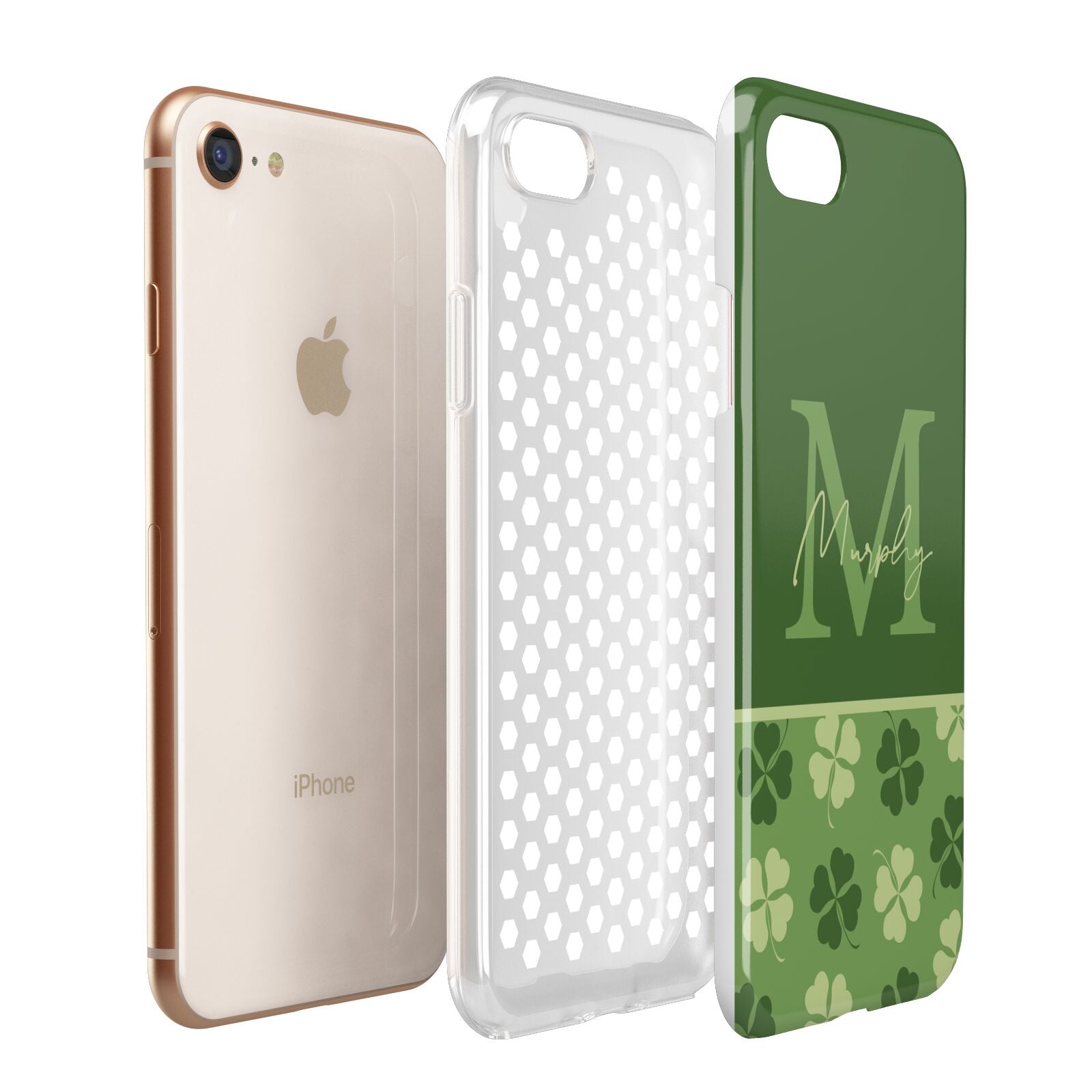 Personalised St Patricks Day Monogram Apple iPhone 7 8 3D Tough Case Expanded View