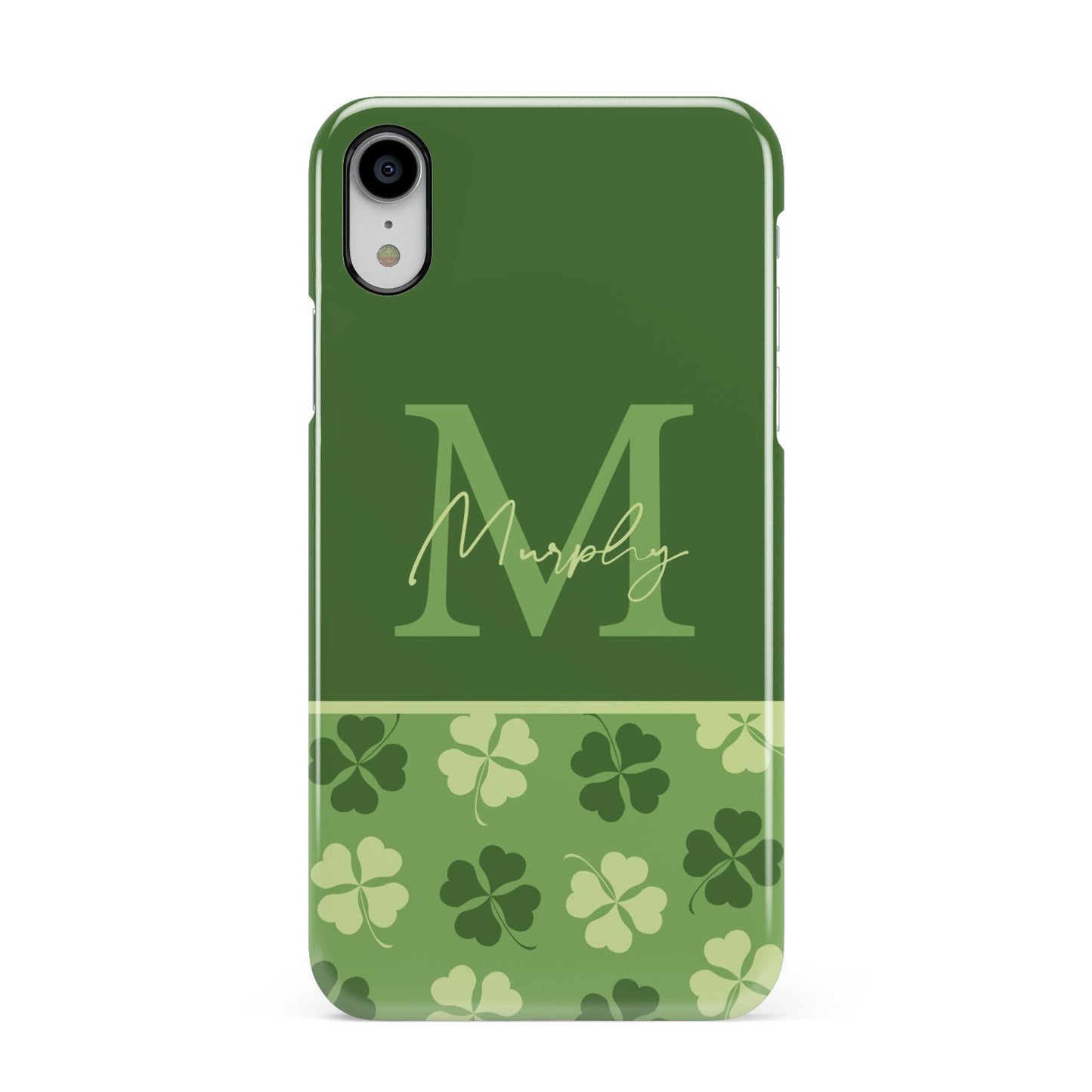Personalised St Patricks Day Monogram Apple iPhone XR White 3D Snap Case