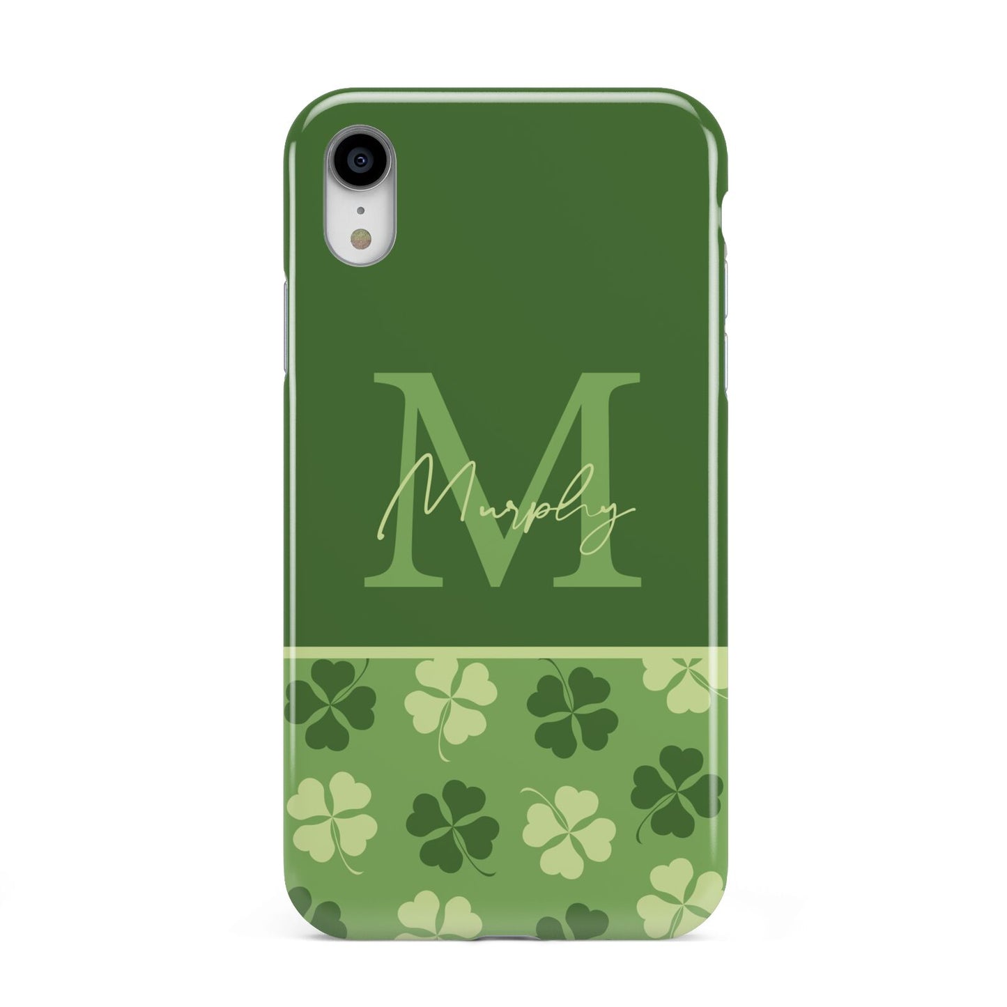 Personalised St Patricks Day Monogram Apple iPhone XR White 3D Tough Case