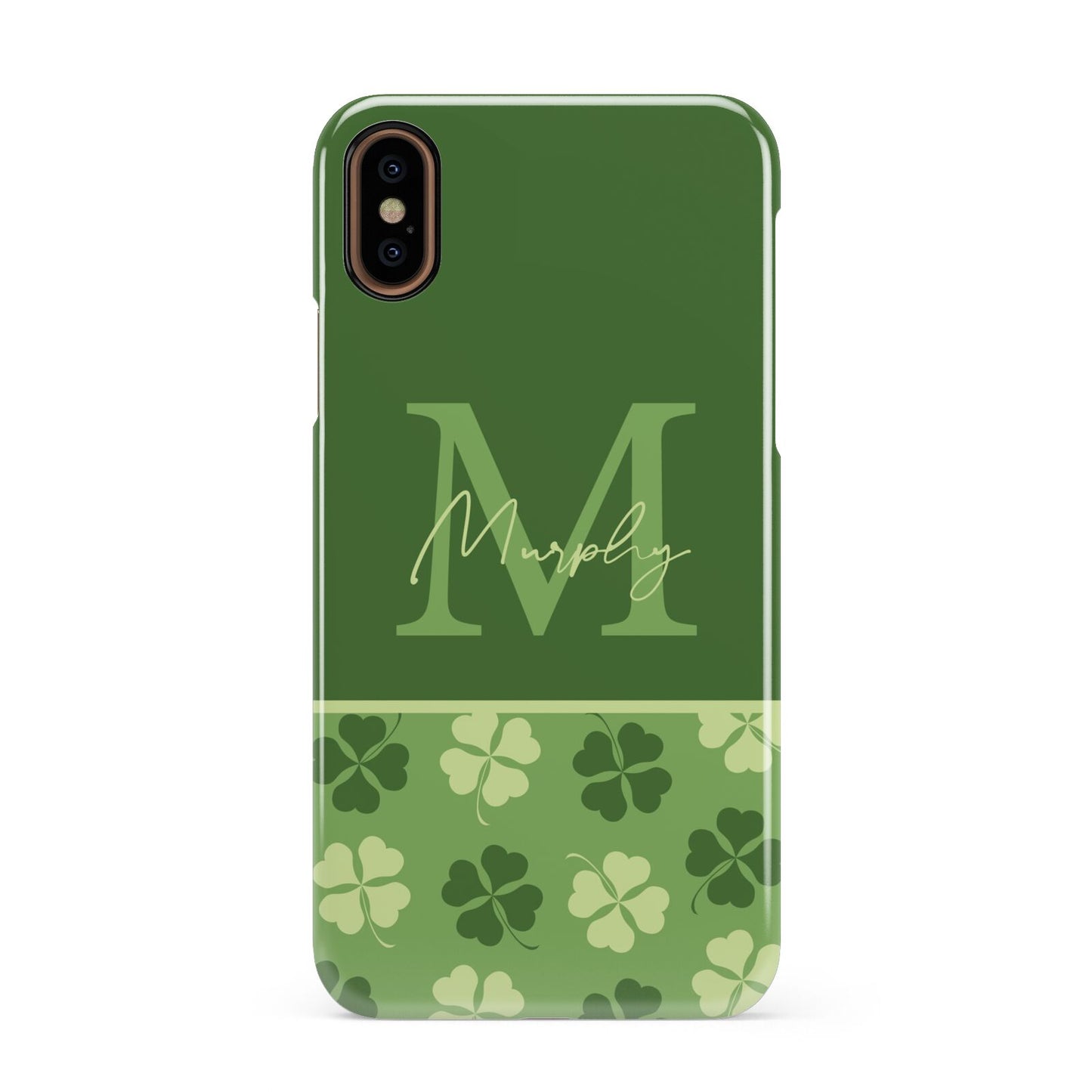 Personalised St Patricks Day Monogram Apple iPhone XS 3D Snap Case