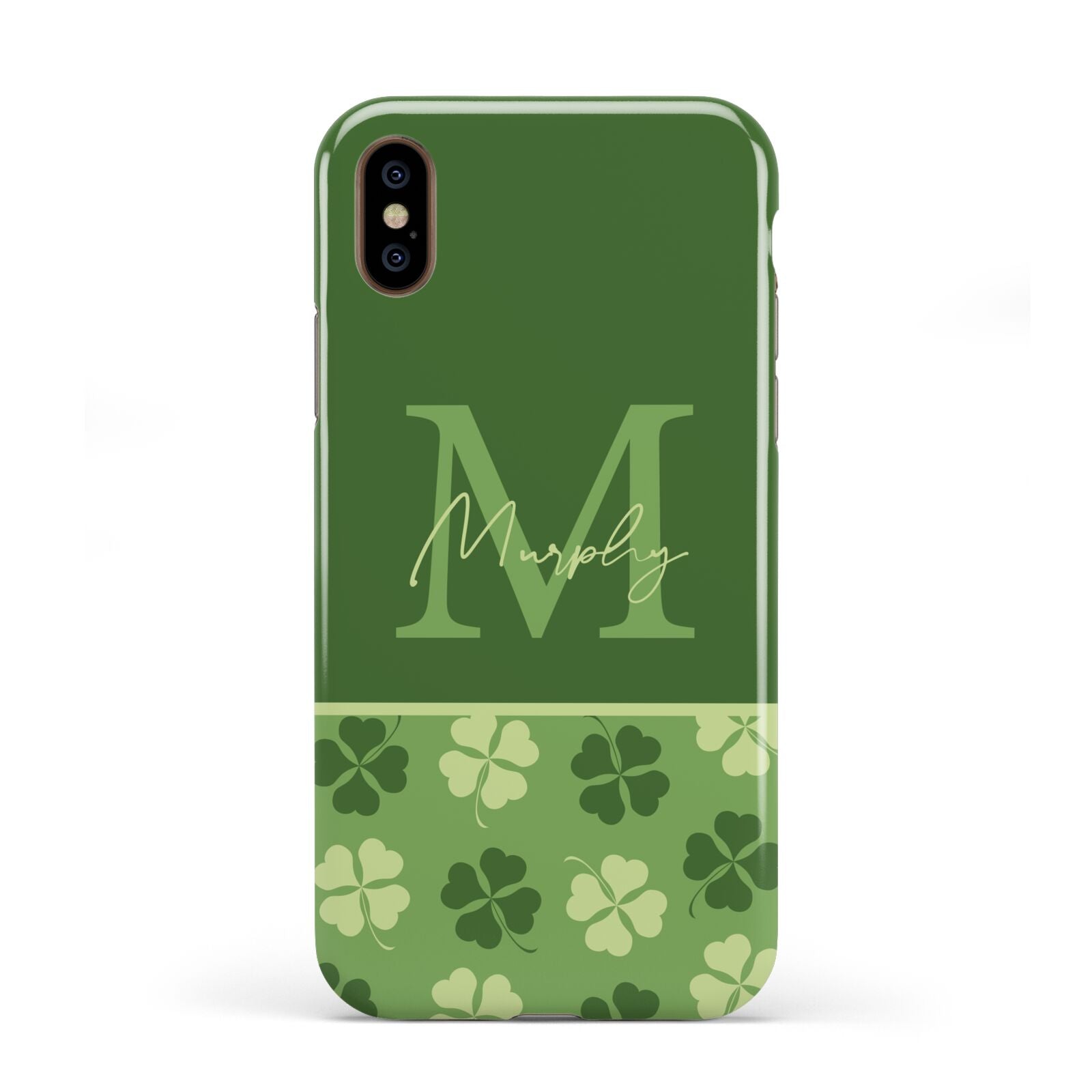 Personalised St Patricks Day Monogram Apple iPhone XS 3D Tough
