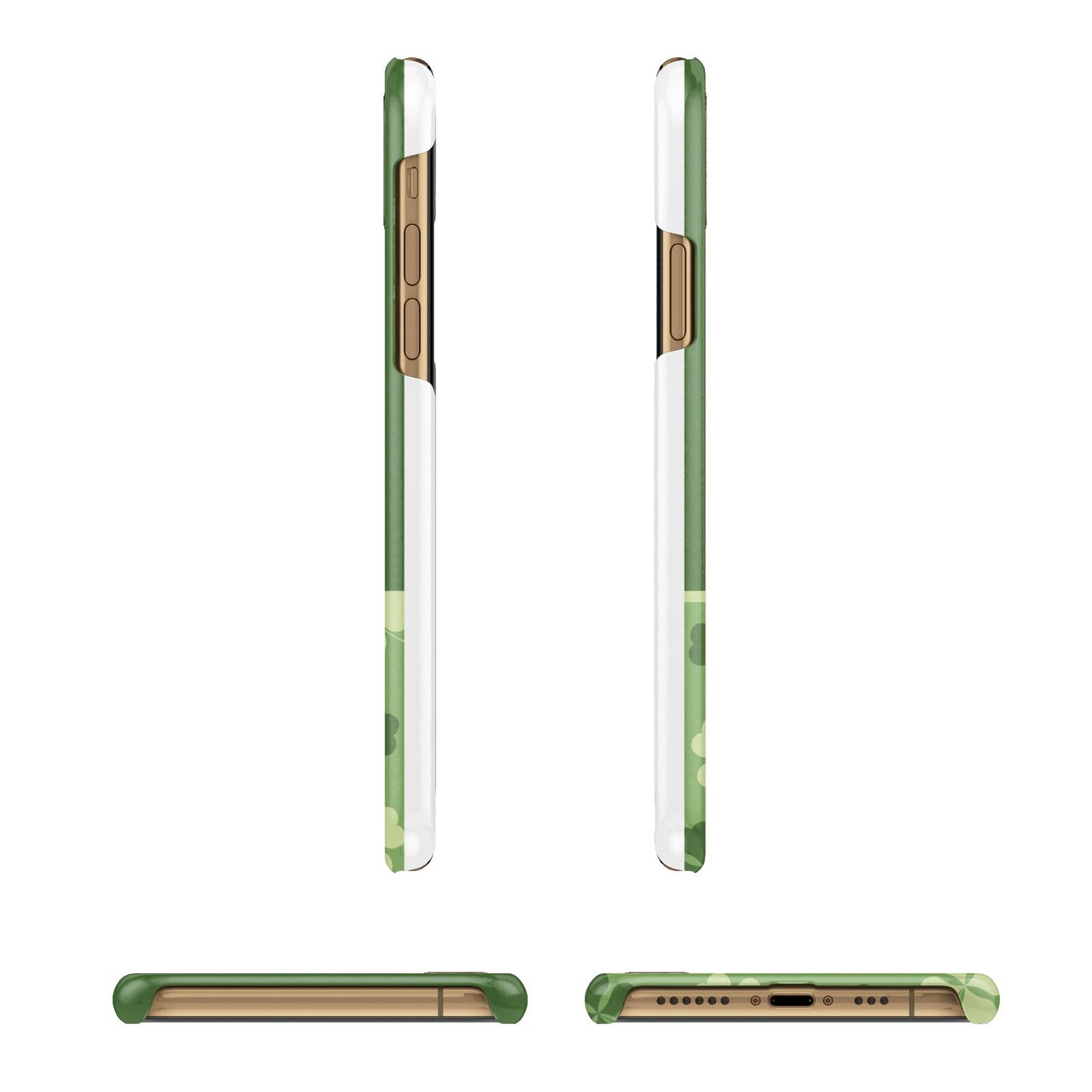 Personalised St Patricks Day Monogram Apple iPhone Xs 3D Wrap Snap Case Angled Images