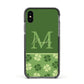 Personalised St Patricks Day Monogram Apple iPhone Xs Impact Case Black Edge on Black Phone