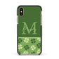 Personalised St Patricks Day Monogram Apple iPhone Xs Impact Case Black Edge on Gold Phone