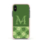 Personalised St Patricks Day Monogram Apple iPhone Xs Impact Case Pink Edge on Black Phone