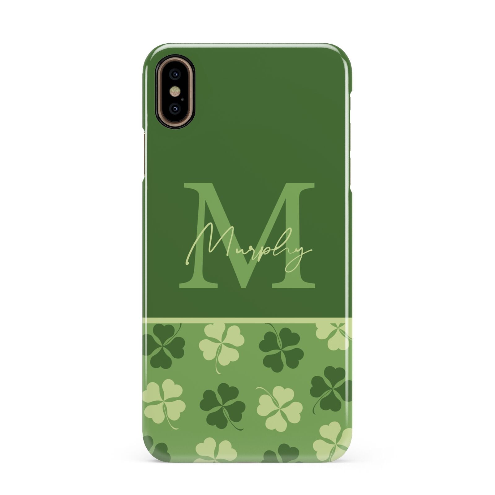 Personalised St Patricks Day Monogram Apple iPhone Xs Max 3D Snap Case