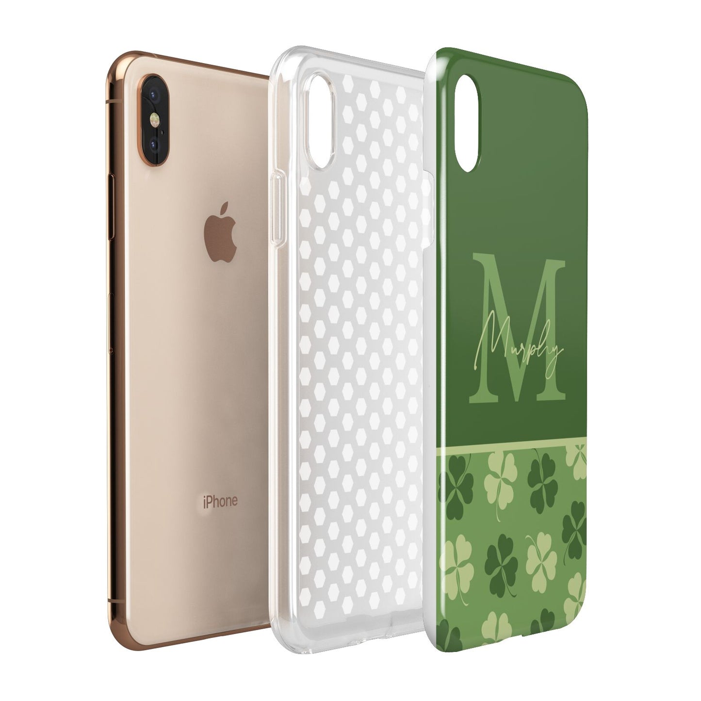 Personalised St Patricks Day Monogram Apple iPhone Xs Max 3D Tough Case Expanded View