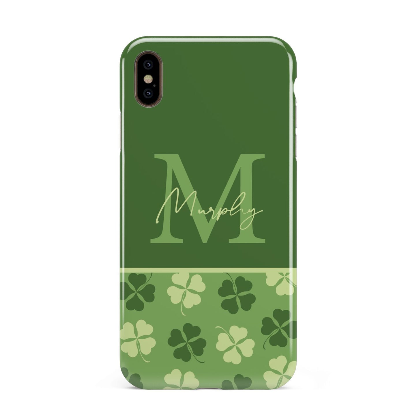 Personalised St Patricks Day Monogram Apple iPhone Xs Max 3D Tough Case