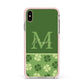 Personalised St Patricks Day Monogram Apple iPhone Xs Max Impact Case Pink Edge on Gold Phone