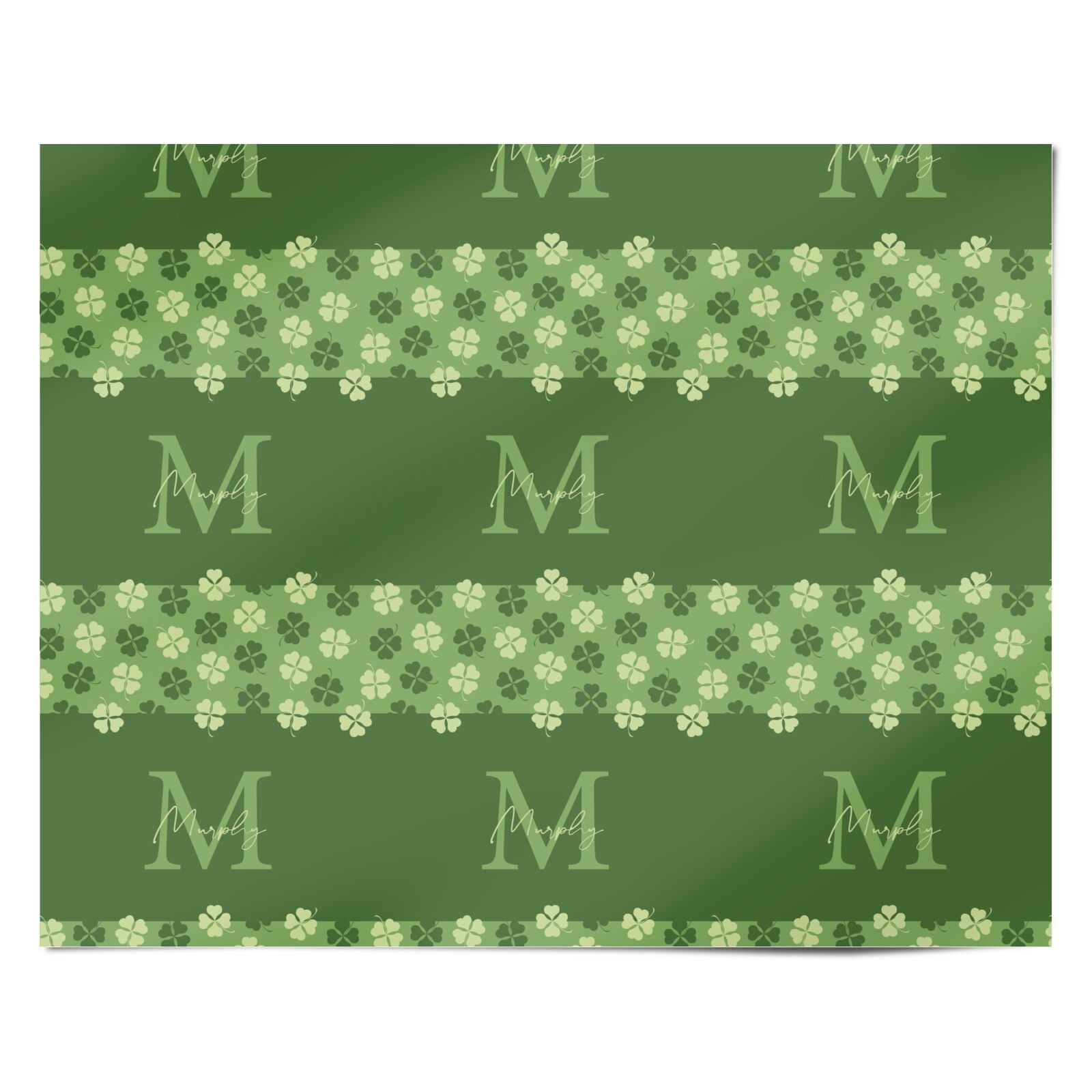Personalised St Patricks Day Monogram Personalised Wrapping Paper Alternative