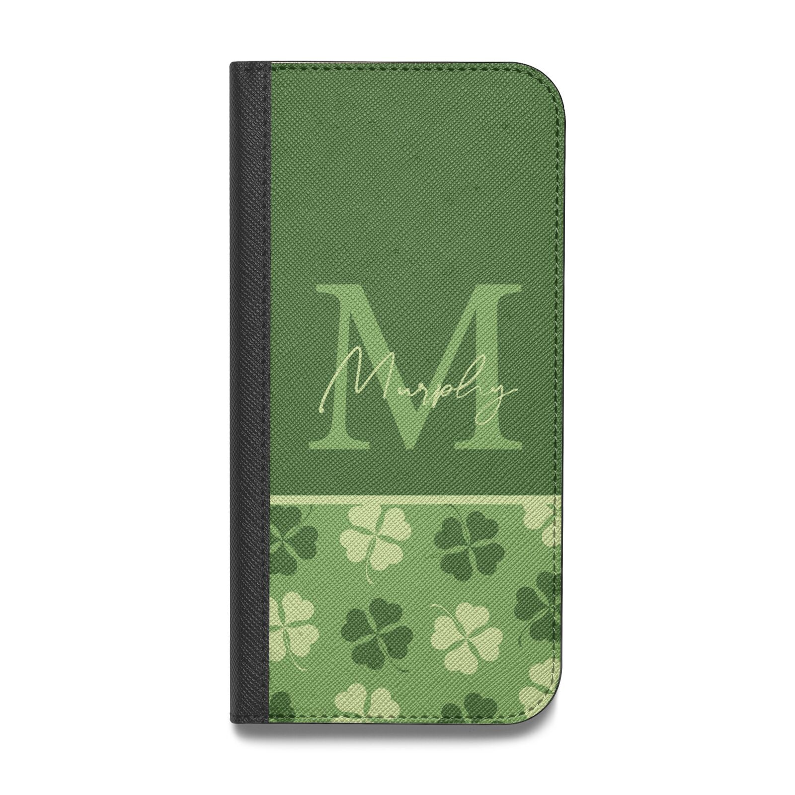 Personalised St Patricks Day Monogram Vegan Leather Flip Samsung Case
