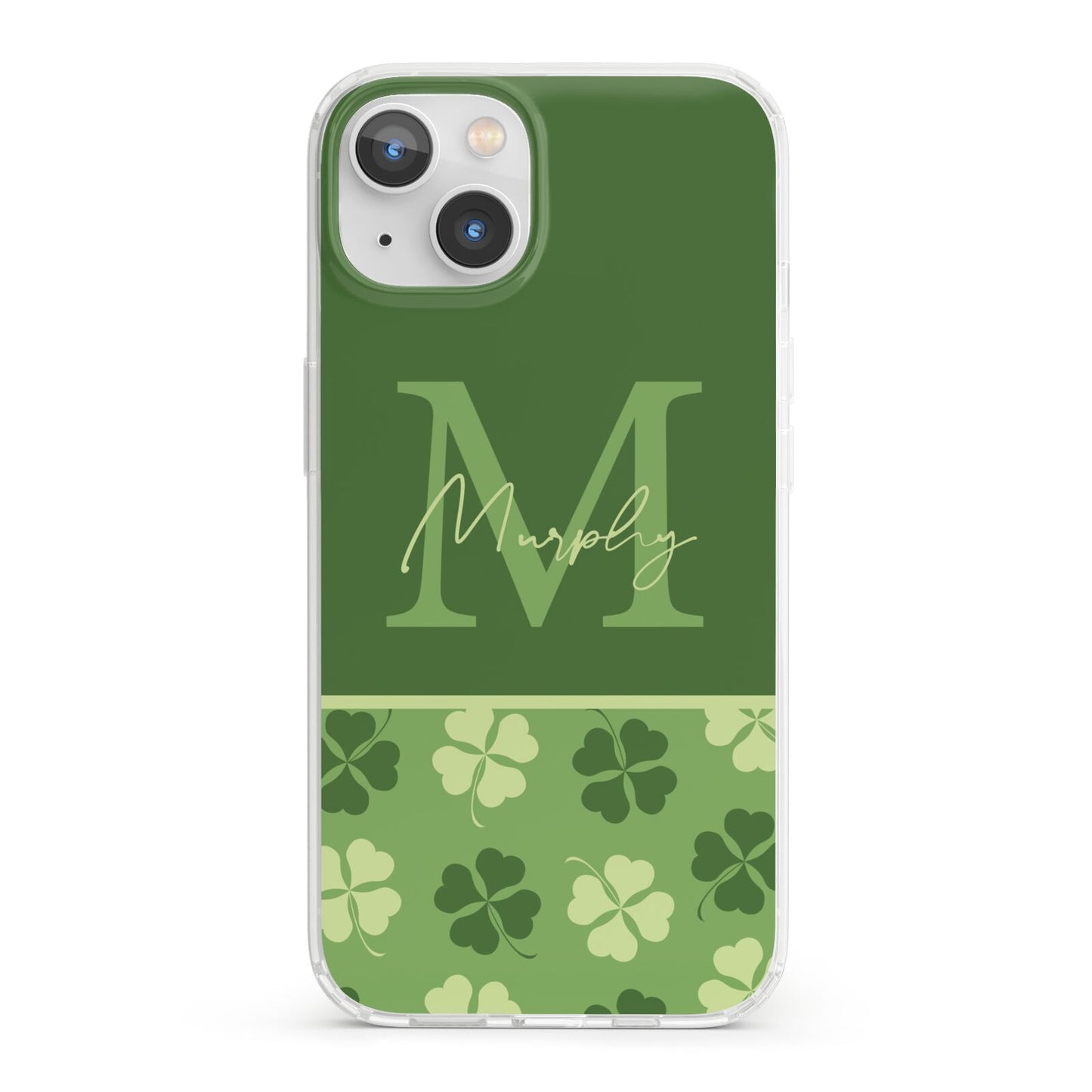 Personalised St Patricks Day Monogram iPhone 13 Clear Bumper Case