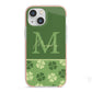 Personalised St Patricks Day Monogram iPhone 13 Mini TPU Impact Case with Pink Edges