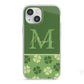 Personalised St Patricks Day Monogram iPhone 13 Mini TPU Impact Case with White Edges
