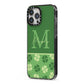 Personalised St Patricks Day Monogram iPhone 13 Pro Max Black Impact Case Side Angle on Silver phone