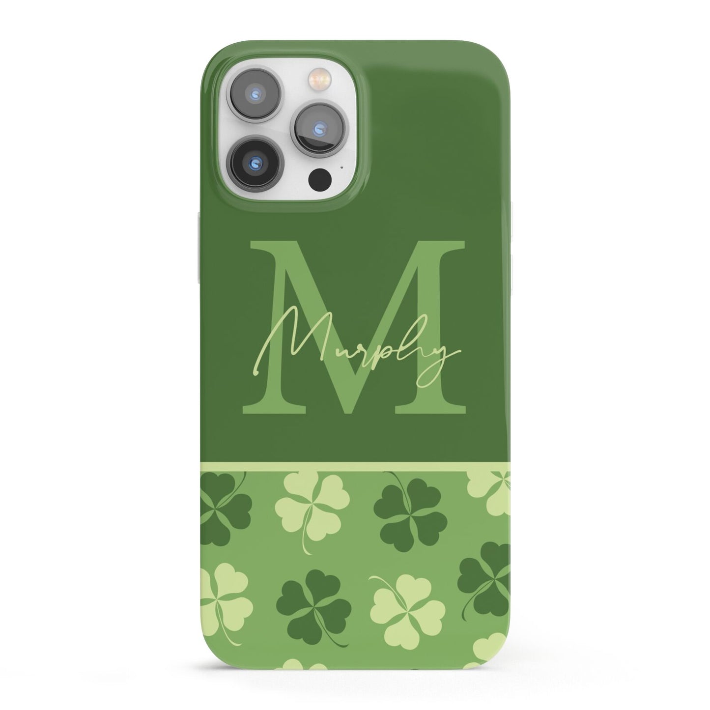 Personalised St Patricks Day Monogram iPhone 13 Pro Max Full Wrap 3D Snap Case