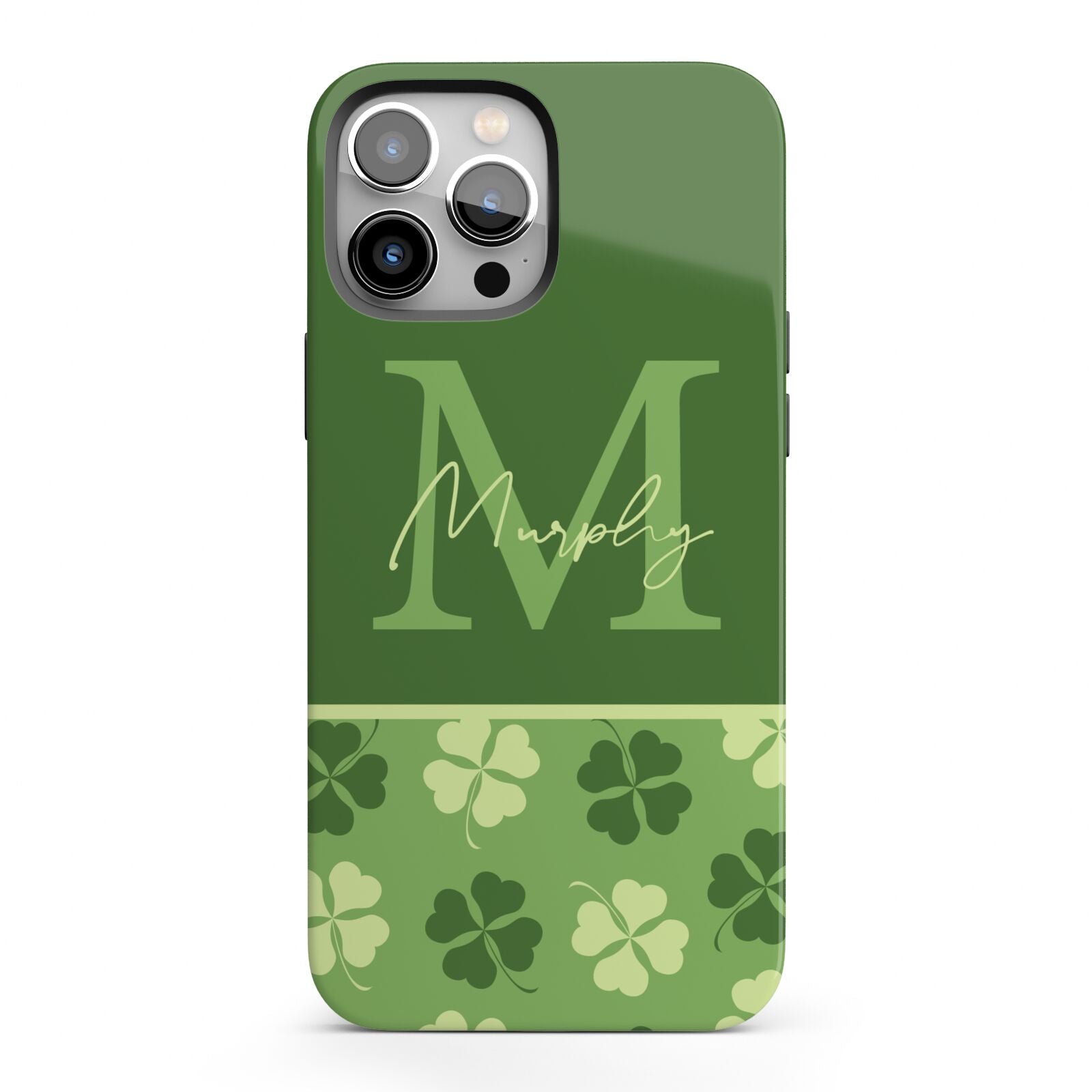 Personalised St Patricks Day Monogram iPhone 13 Pro Max Full Wrap 3D Tough Case