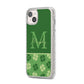 Personalised St Patricks Day Monogram iPhone 14 Plus Glitter Tough Case Starlight Angled Image