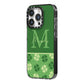 Personalised St Patricks Day Monogram iPhone 14 Pro Black Impact Case Side Angle on Silver phone
