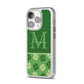 Personalised St Patricks Day Monogram iPhone 14 Pro Clear Tough Case Silver Angled Image