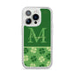Personalised St Patricks Day Monogram iPhone 14 Pro Clear Tough Case Silver