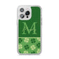 Personalised St Patricks Day Monogram iPhone 14 Pro Max Clear Tough Case Silver