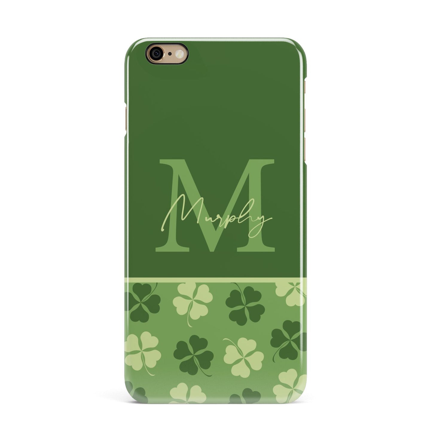 Personalised St Patricks Day Monogram iPhone 6 Plus 3D Snap Case on Gold Phone