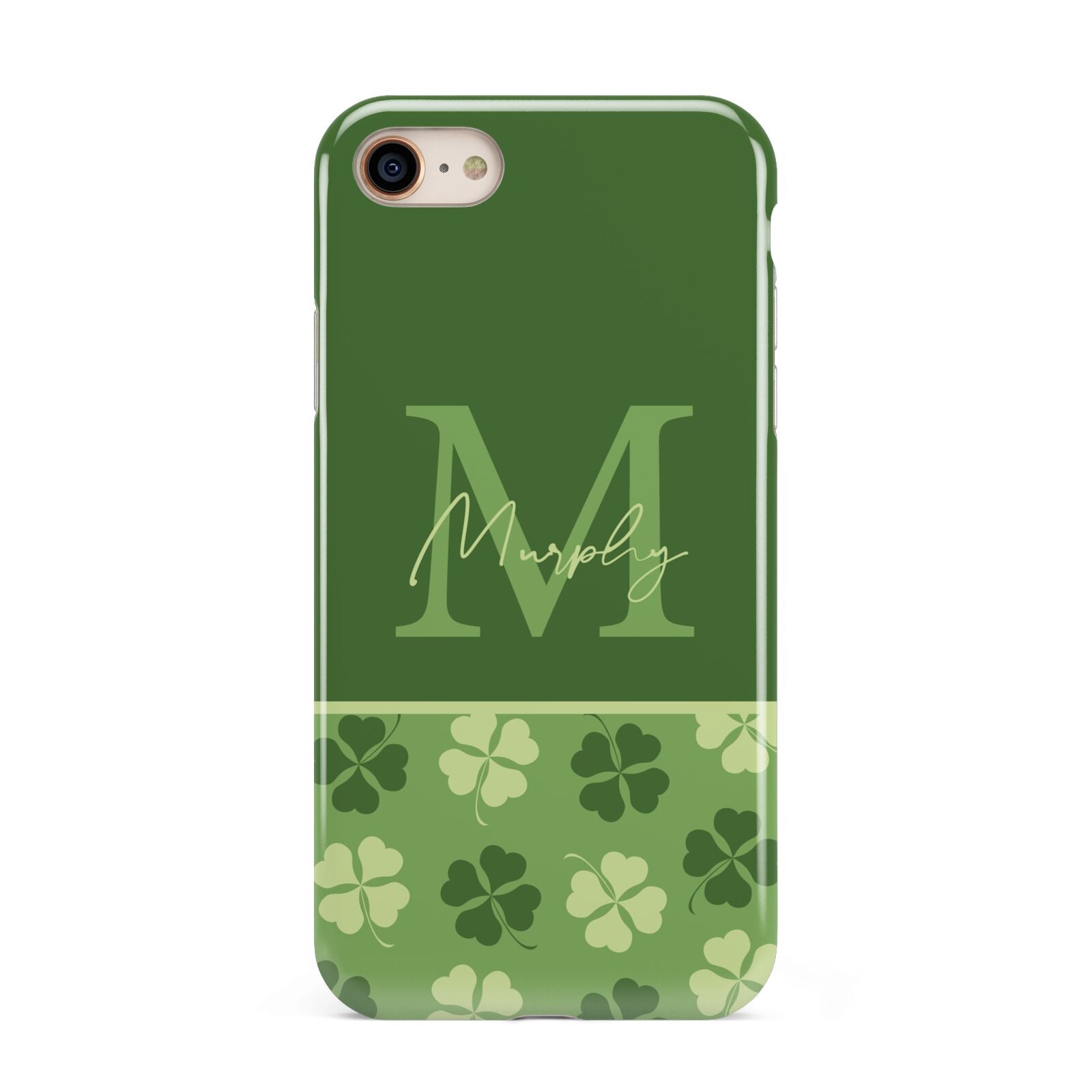 Personalised St Patricks Day Monogram iPhone 8 3D Tough Case on Gold Phone